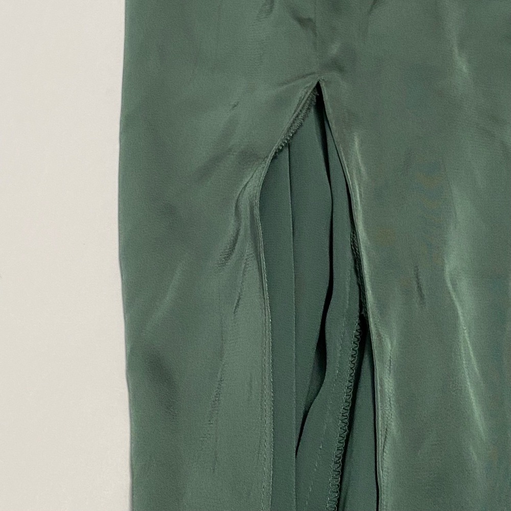 Azazie Green Satin Formal Cap Sleeve Maxi Dress 18 Wedding Guest Bridesmaid Gala - Picture 4 of 13